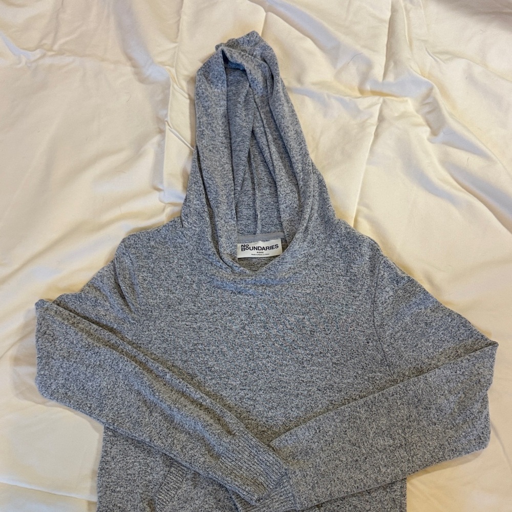 No Boundaries Heather Gray Cowl Neck Sweater